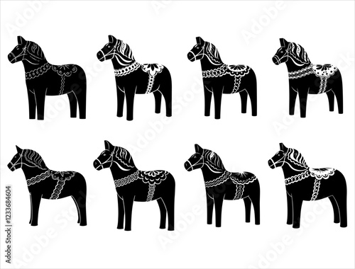 DALA HORSE SILHOUETTE ON WHITE BACKGROUND