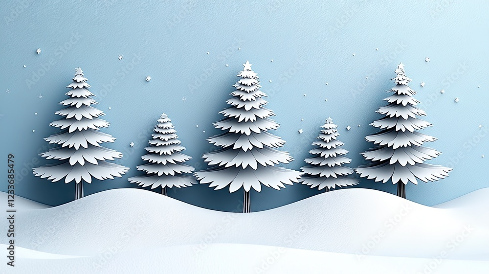 A serene winter landscape with snow-covered trees and a light blue background. A serene winter landscape with snow-covered trees and a light blue background.