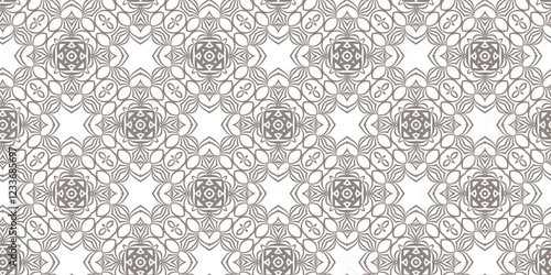 Seamless geometric pattern with floral abstract decoration. Vector illustration