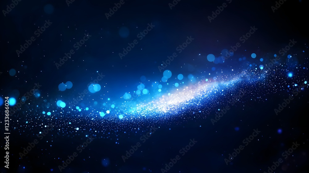 Fototapeta premium Abstract Blue Glitter Background with Bright Lights