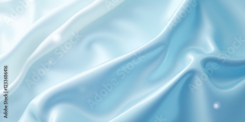 Close-up of smooth, light blue satin with a subtle sheen, reflecting soft hues in a silky texture photo