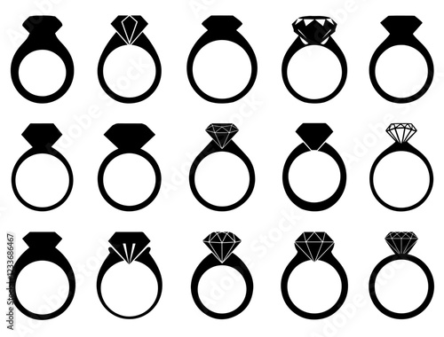 DIAMOND RINGS SILHOUETTE ON WHITE BACKGROUND