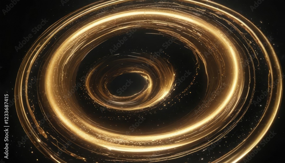 Shiny golden whirlpool with sparkles on black backdrop, glitzy, glossy, gleaming Shiny golden whirlpool with sparkles on black backdrop, glitzy, glossy, gleaming