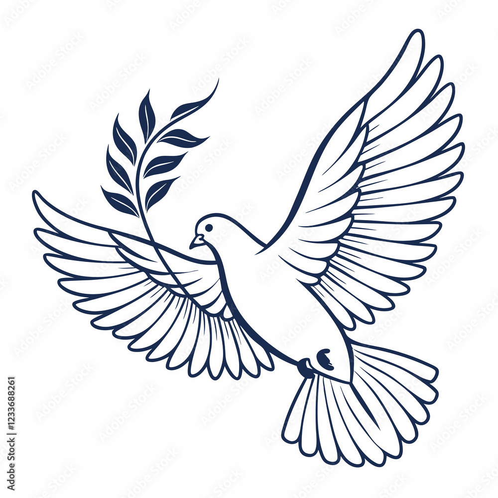 Obraz premium vector line art of flying dove, idela for logo