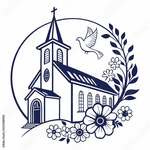 vector illustration of church, suitable for logo of church, christian community, or club