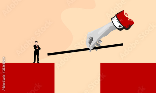  Hand helping small businessman - Business support and help, investment vector concept.