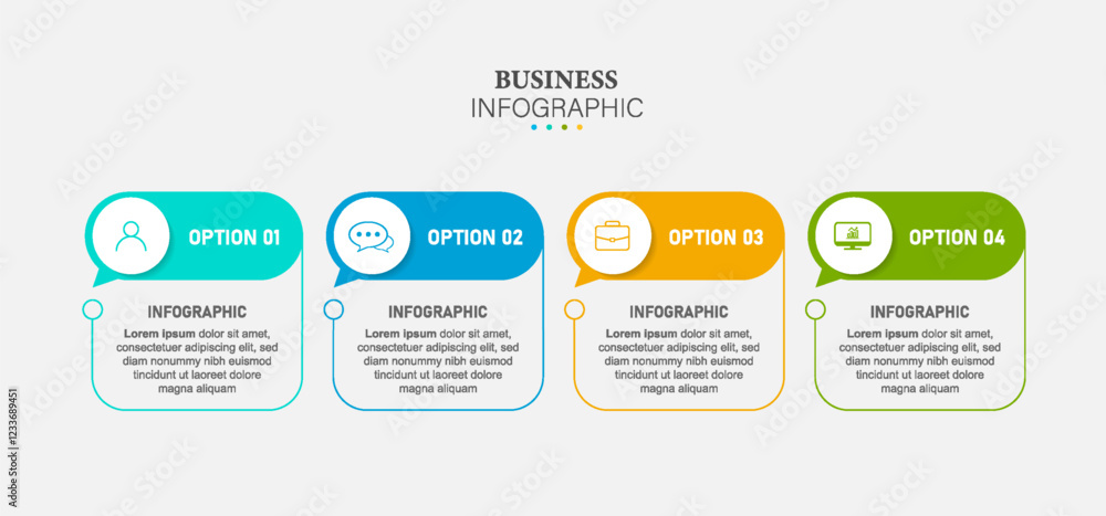 Infographic 3d long circle label, infographic with number 4 options processes. Infographic 3d long circle label, infographic with number 4 options processes.
