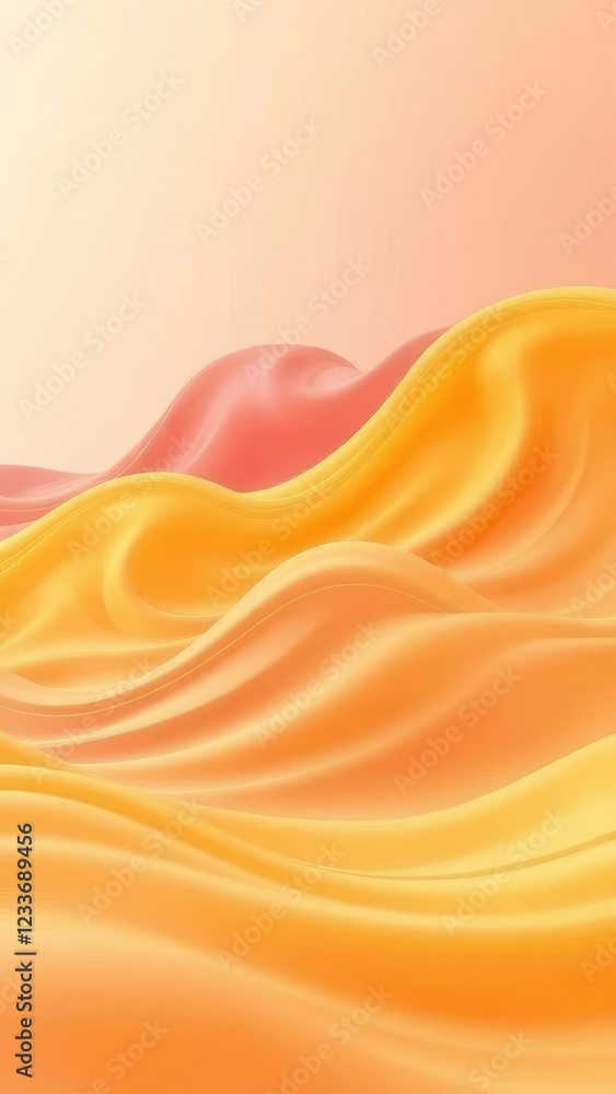 Fototapeta premium Playful and colorful design featuring abstract waves in shades of yellow, orange, and pink, colorful, yellow, orange, design