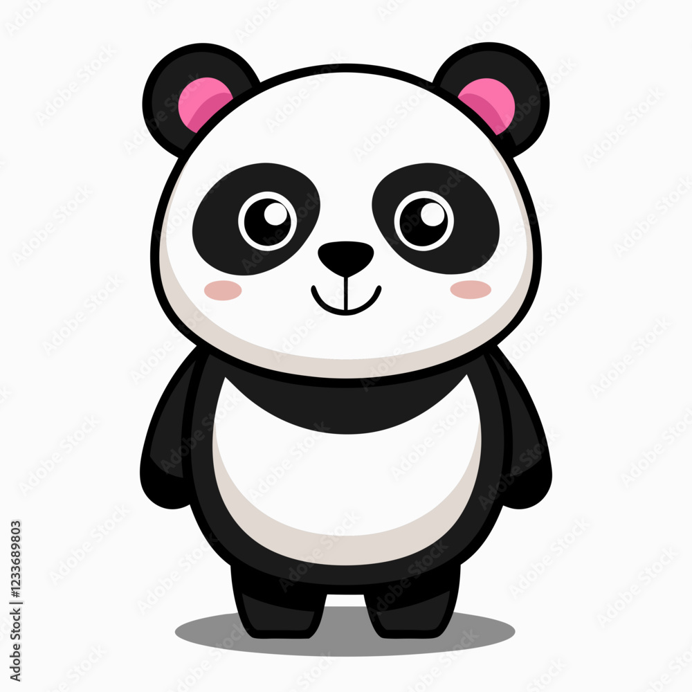 Naklejka premium cute panda isolated white, vector illustration