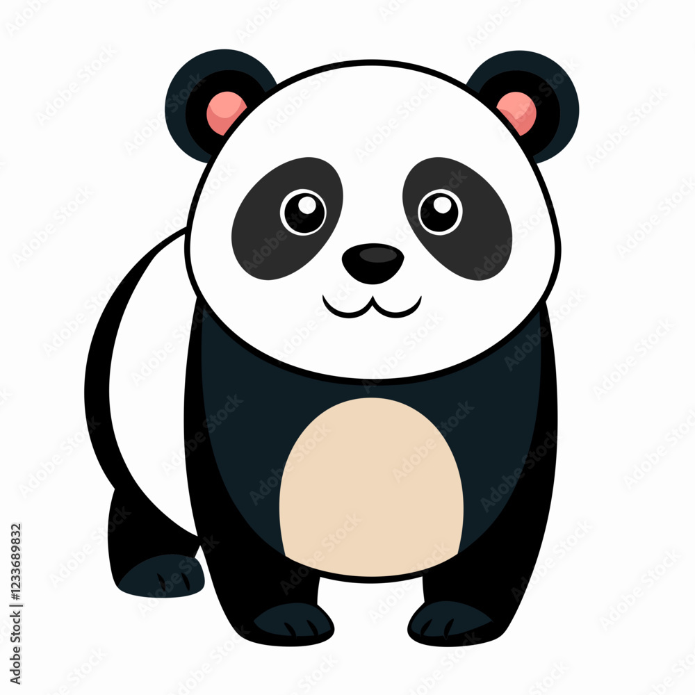Fototapeta premium funny panda crawling against white background, vector illustration