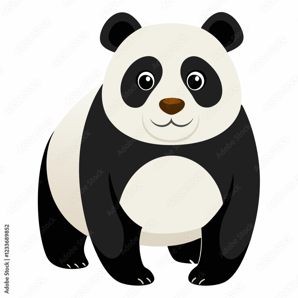 Naklejka premium cute big panda isolated white