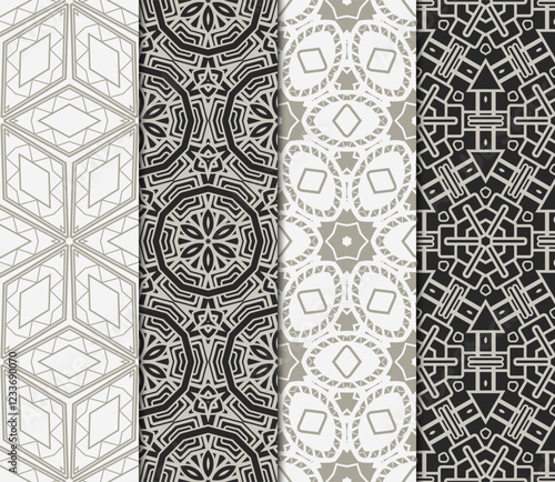 set of decorative floral seamless pattern. vector illustration. for invitation, greeting card, wallpaper, interior design