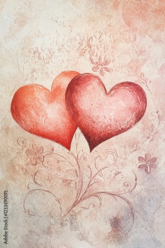 Valentine’s Day greeting card background template with heart shape