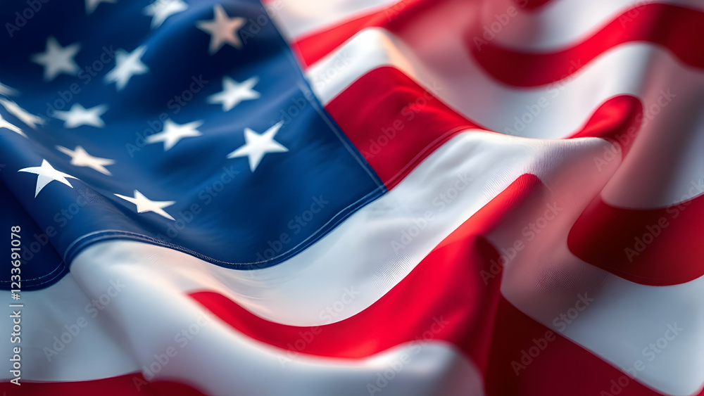 Obraz premium American Flag Topographic Art Sculpted Light on Dramatic Fabric Folds