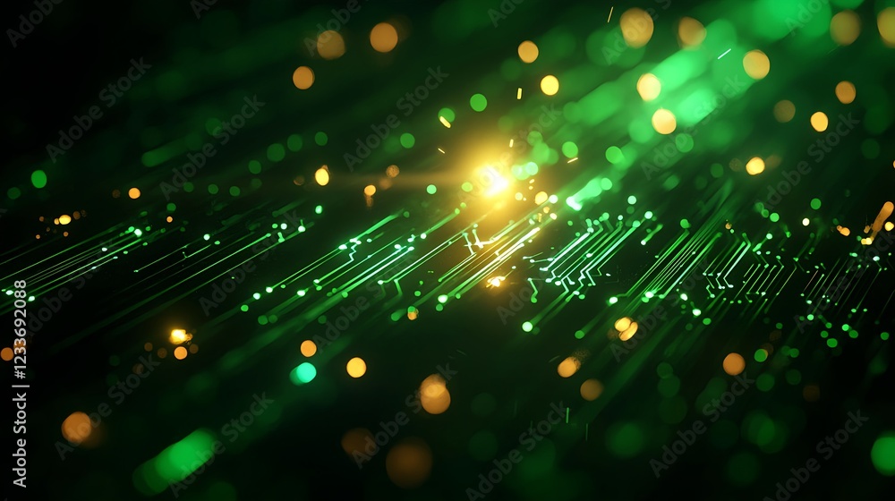 Obraz premium Abstract Green Glowing Particle Background