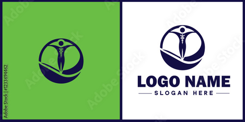 Physical Therapy icon Physiotherapy Rehab therapy Kinesiotherapy flat logo sign symbol editable vector