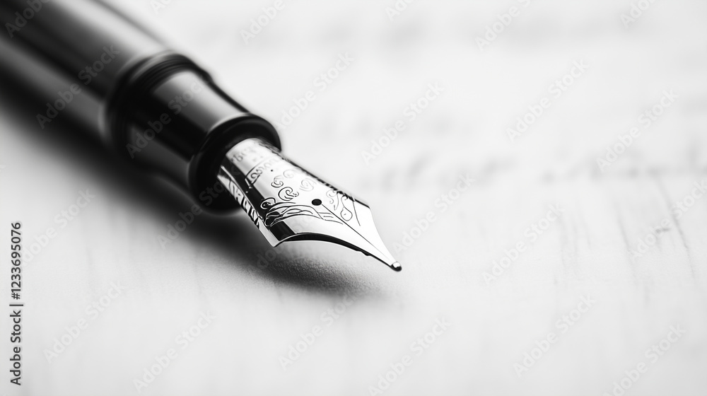 Black fountain pen isolated on white background. Black fountain pen isolated on white background.