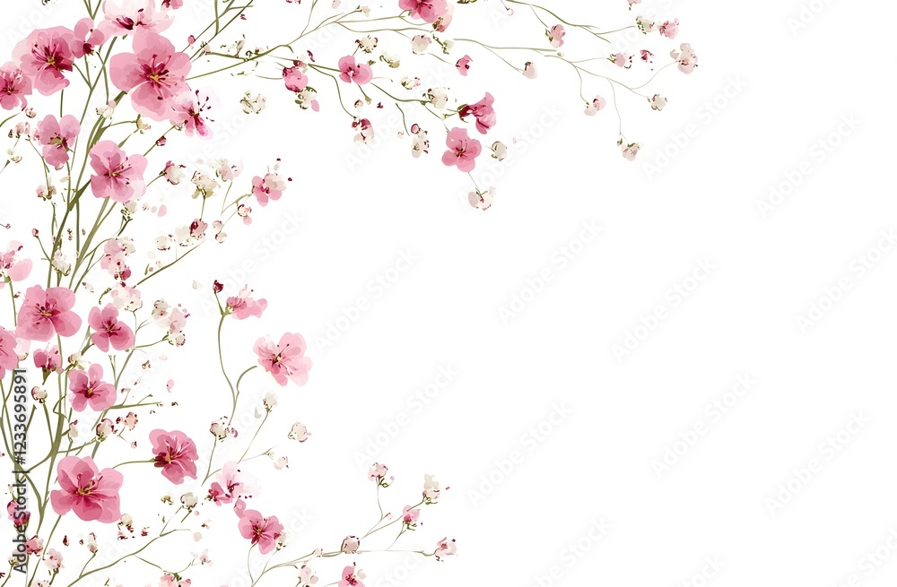 Naklejka premium Flowers composition. Pink flowers on white background. Flat lay, top view