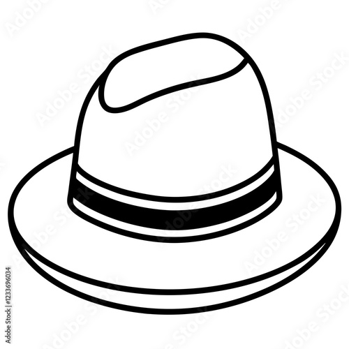 Classic Hats Outline Trendy Vector Art