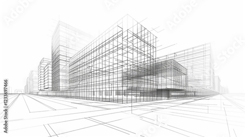 Modern house architectural drawing abstract architectural structure Plan of contemporary residence