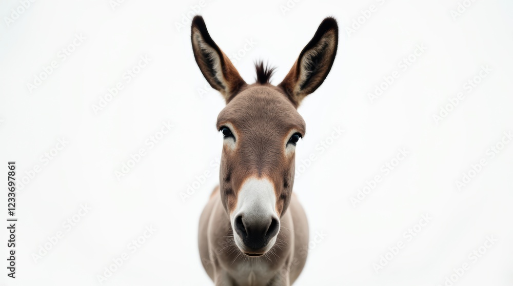 Captivating Portrait of a Donkey in a Minimalistic White Background Setting Captivating Portrait of a Donkey in a Minimalistic White Background Setting