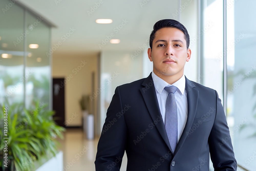 Confident businessman hallway office portrait Confident businessman hallway office portrait