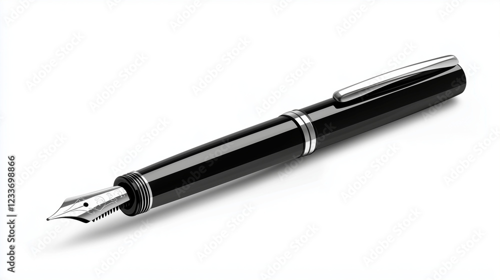 Black fountain pen isolated on white background. Black fountain pen isolated on white background.