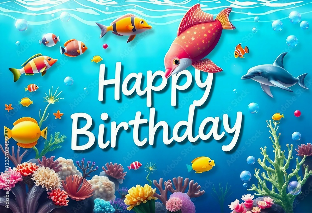 Fototapeta premium Vibrant Happy Birthday Banner with Balloons and Confetti