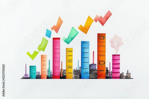 Colorful graph representation of industrial growth and statistics.