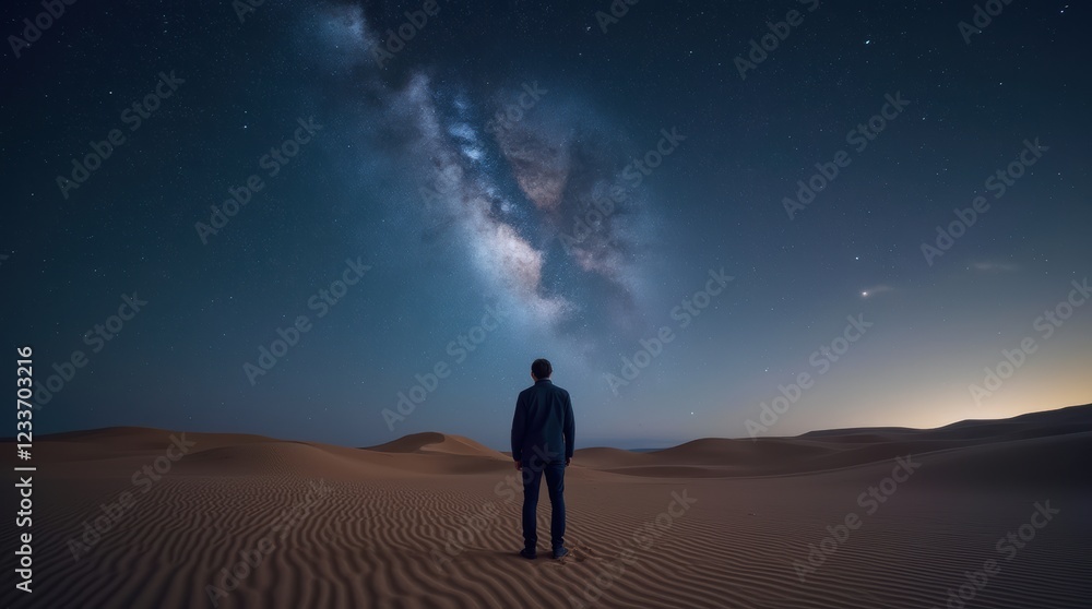 Fototapeta premium A Breathtaking Night Under the Stars: Exploring the Milky Way Over Serene Sand Dunes