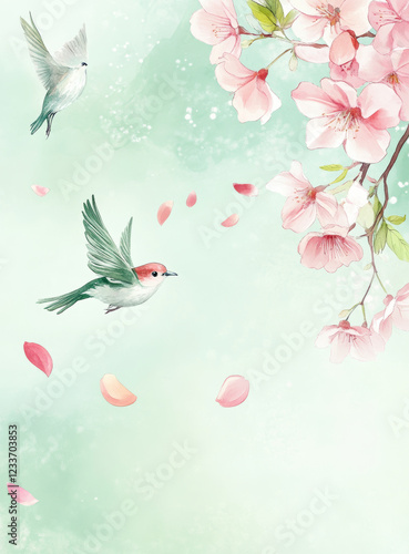 floral background with birds