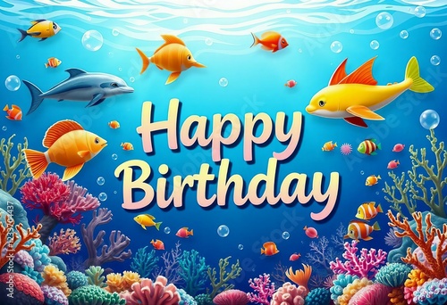 Vibrant Happy Birthday Banner with Balloons and Confetti