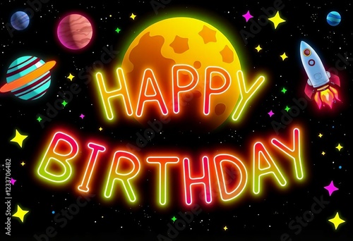 Vibrant Happy Birthday Banner with Balloons and Confetti