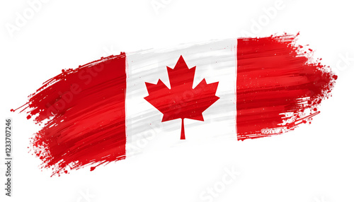 abstract Canada flag in paint brush strokes isolated on white background
