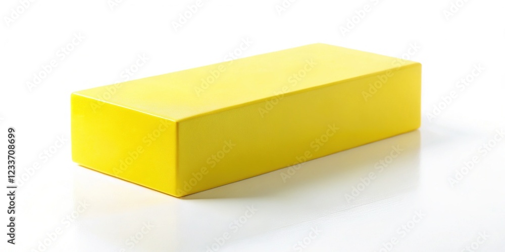 Pale Yellow Rectangular Prism on White Background Pale Yellow Rectangular Prism on White Background