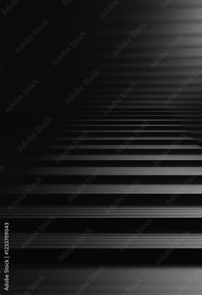 Obraz premium Black wall background a dark, empty room with spotlights shining on a black wall and a platform. 