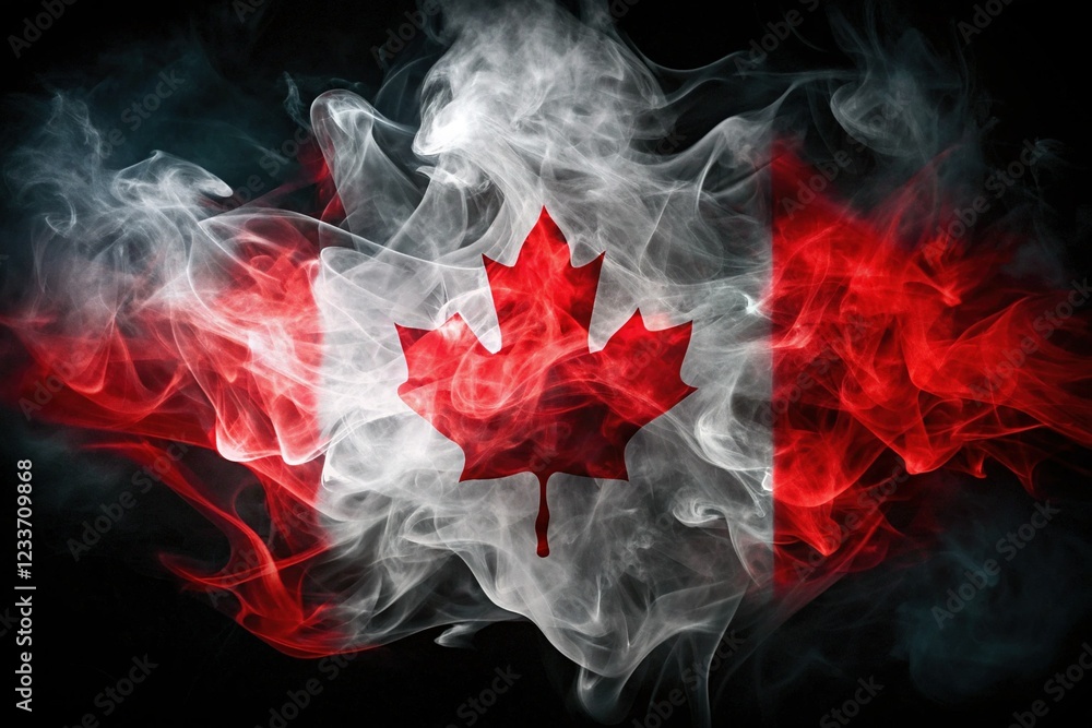 Fototapeta premium Smoke Effect Canadian Flag - Striking National Symbol