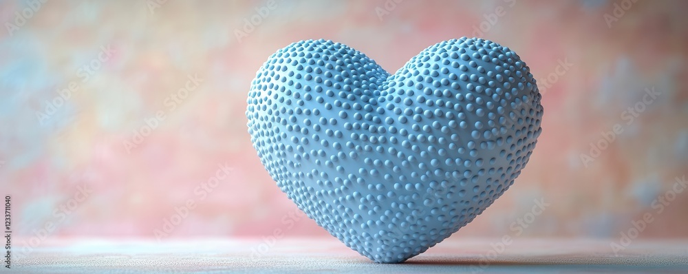 Fototapeta premium Dotted heart shape, soft pastel background, 3D illustration
