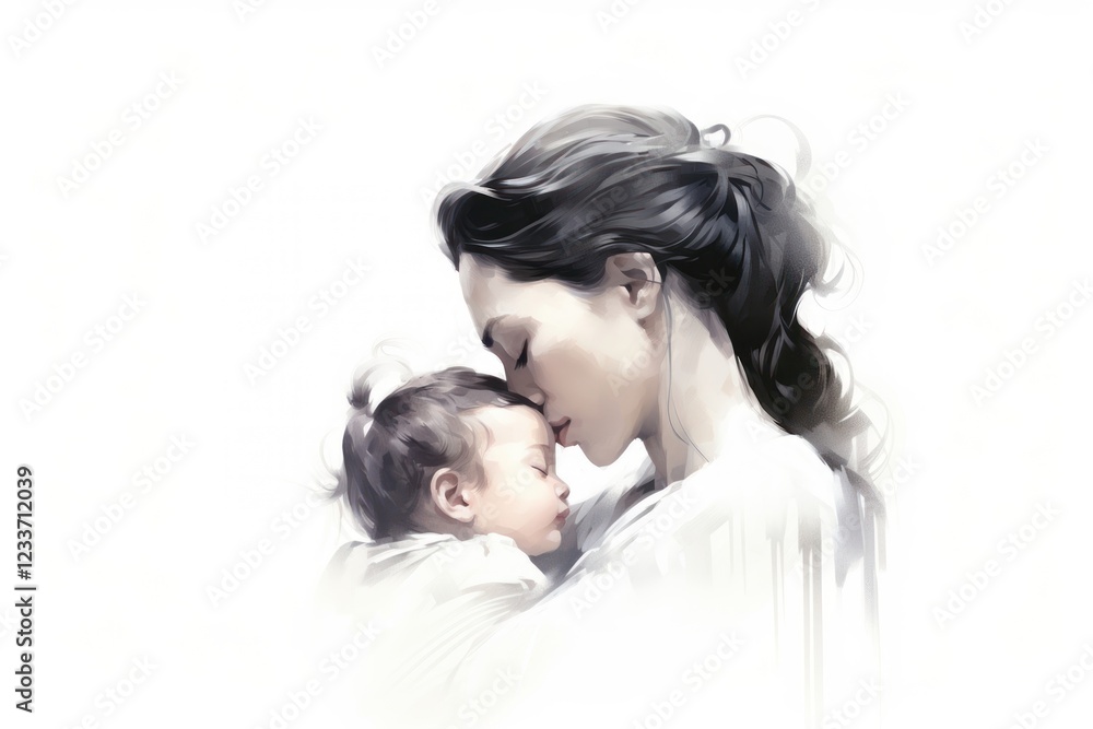 Naklejka premium Mother portrait kissing adult.