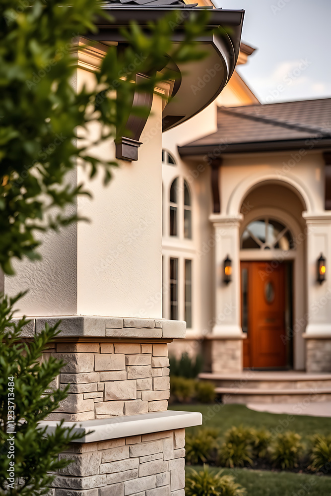Luxury Home Exterior: Elegant Stone and Brick Facade Design Luxury Home Exterior: Elegant Stone and Brick Facade Design