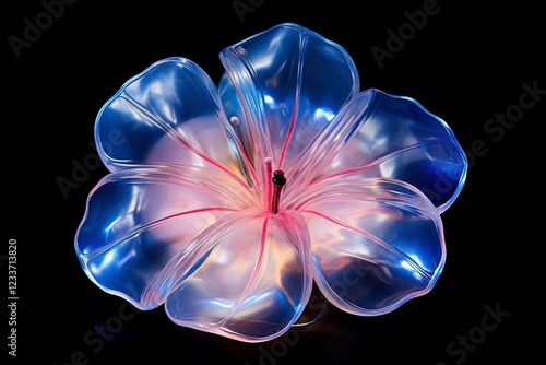 A Dance of Colorful Glass Flowers Vibrant Glass Petals on Dark Canvas Macro Marvels of Color and Light