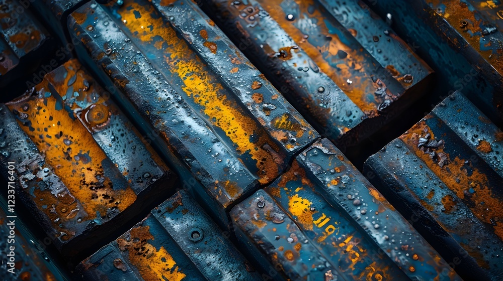 Aged and Weathered Steel Texture with Geometric Patterns and Corrosion Aged and Weathered Steel Texture with Geometric Patterns and Corrosion