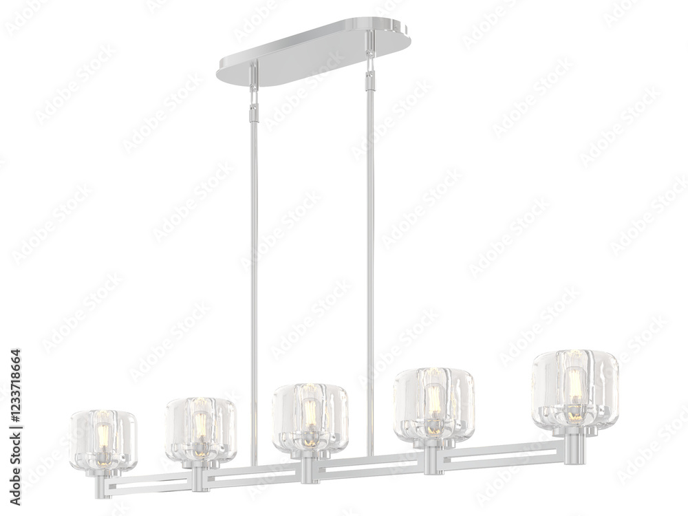 Obraz premium RH DEMARET LINEAR CHANDELIER - Elegant Lighting Fixture Against white Background