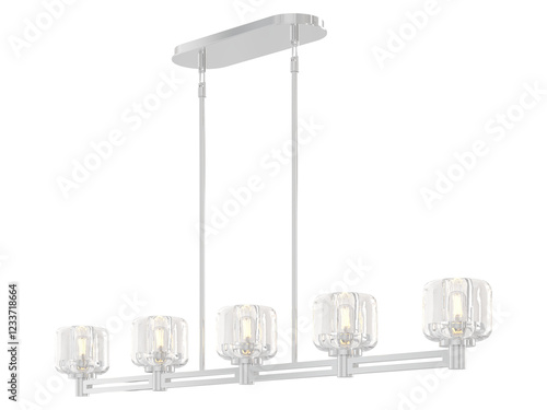 RH DEMARET LINEAR CHANDELIER - Elegant Lighting Fixture Against white Background photo