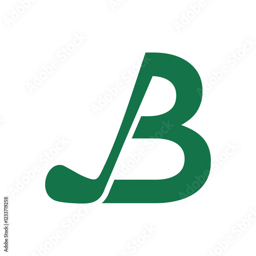 Monogram logo design initial B and Golf. Golf ball, golf stick