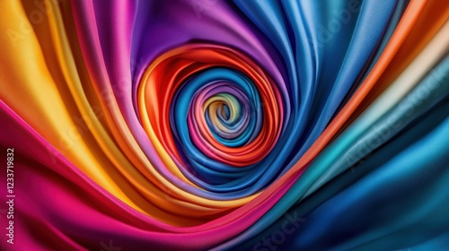 Wallpaper Mural A dynamic spiral of colorful fabric folds, swirling towards the center, forming a vibrant and eye-catching textile display full of energy and movement  Torontodigital.ca