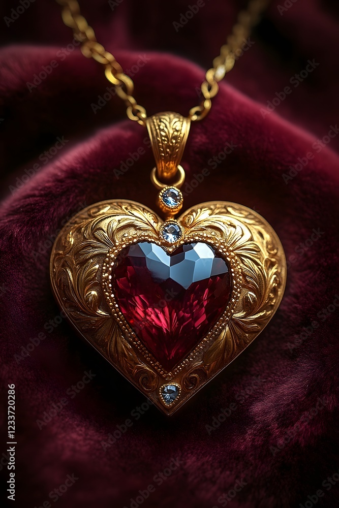 Exquisite Heart Shaped Pendant Adorned with Sparkling Gemstones on Luxurious Velvet Background Exquisite Heart Shaped Pendant Adorned with Sparkling Gemstones on Luxurious Velvet Background