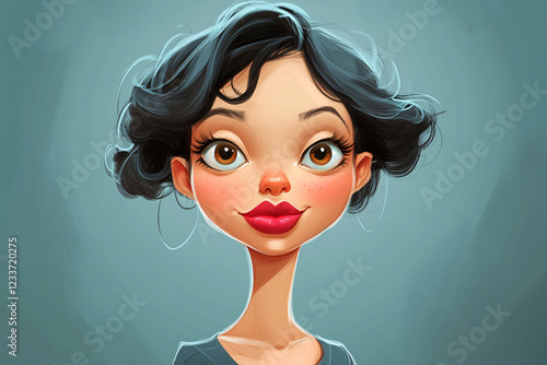 Wallpaper Mural A high-quality digital cartoon portrait of a person, featuring smooth shading, semi-realistic facial expressions, and vibrant colors. The character has exaggerated natural features, expressive eyes.  Torontodigital.ca