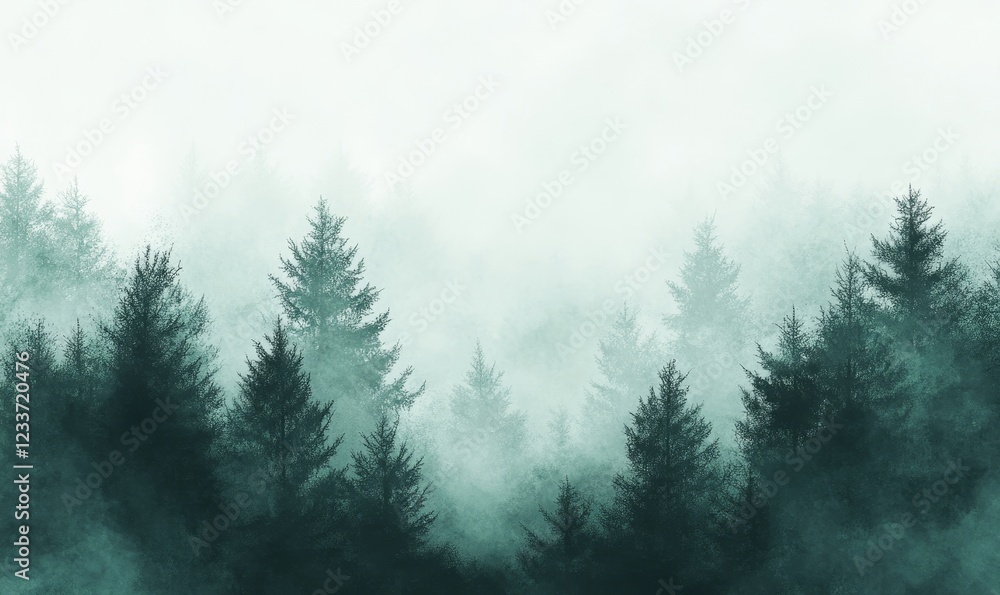 Misty Forest in Teal Tones Misty Forest in Teal Tones