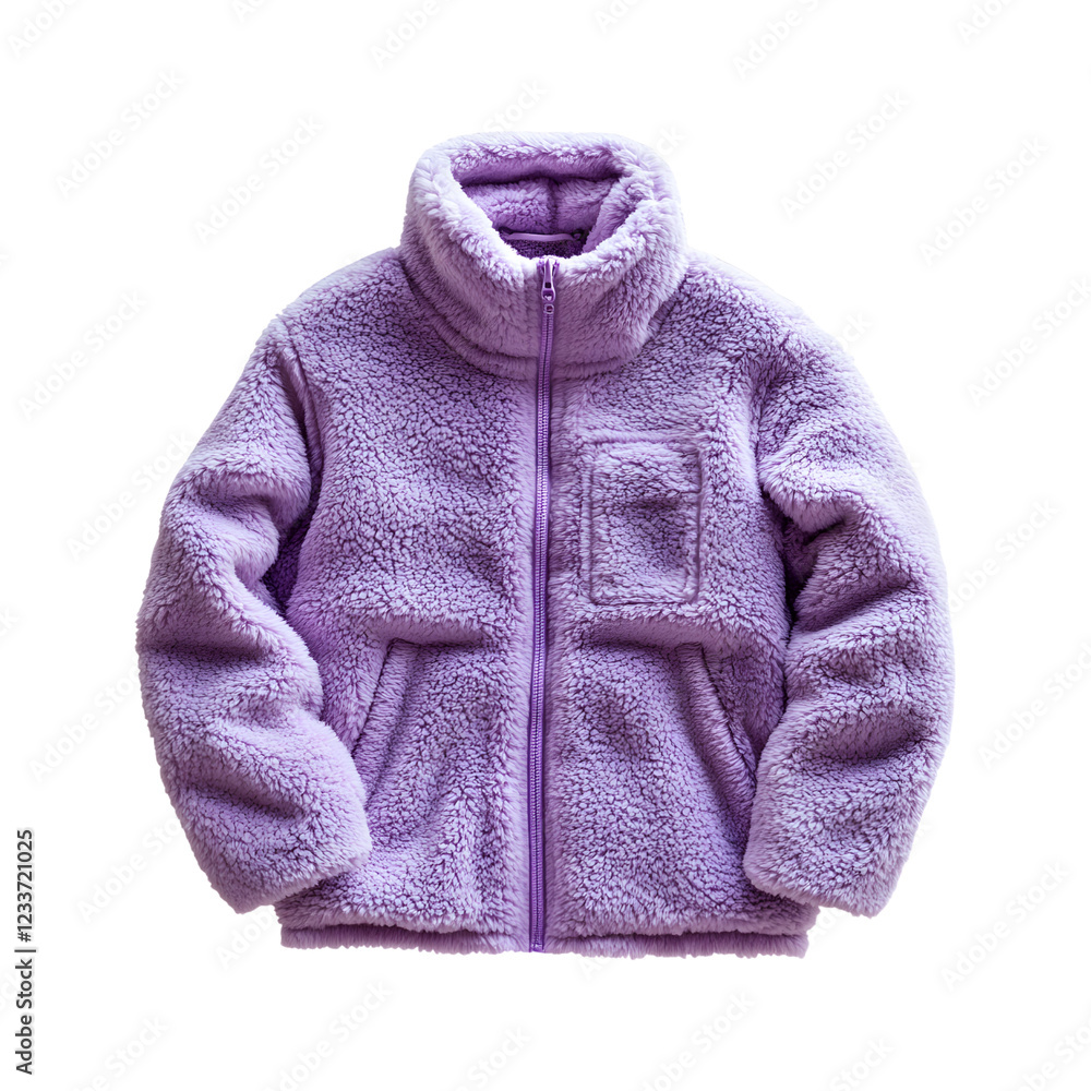 Cozy Fleece Jacket in Soft Lavender with Hoodie Isolated on Transparent Background Cozy Fleece Jacket in Soft Lavender with Hoodie Isolated on Transparent Background